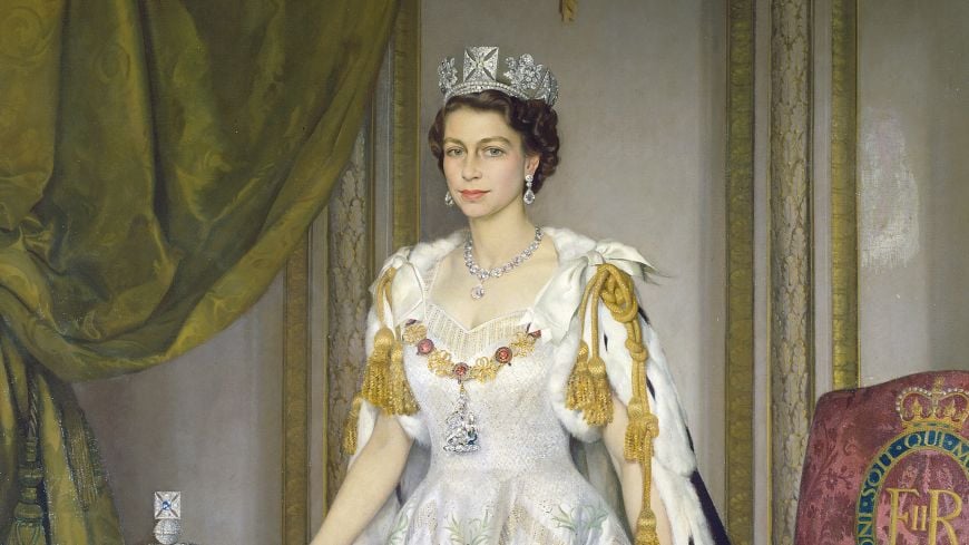 Queen Elizabeth II in Coronation Robes, Sir Herbert James Gunn, 1954 Queen Elizabeth II in Coronation Robes, Sir Herbert James Gunn, 1954